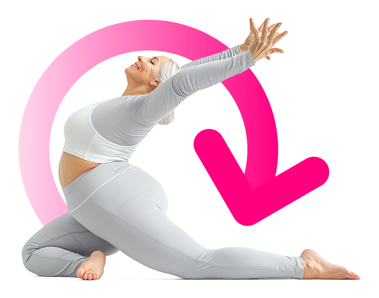 mujer mayor haciendo pose de yoga